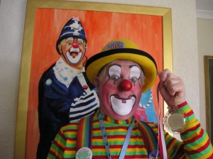 Clown Bluey with Medallion received from HSH Princess Stephanie