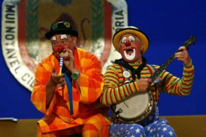 Conk and Bluey perform on stage in Terceira, Azores