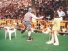 Clown Bluey performs on stage in São Miguel, Azores