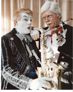 Clown Bluey and Perzo as Prof Lockstock and Barrel