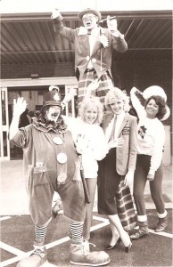 Clown PC Bluey and Sammy Sunshine with promotion girls