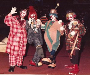 Clowns Smokey, Bingo, Bluey and Sammy Sunshine at the Royal Albert Hall